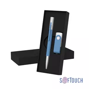 Набор ручка "Clas" + флеш-карта "Vostok" 8 Гб в футляре, покрытие soft touch - 3226919-22S/8Gb