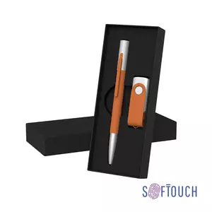 Набор ручка "Clas" + флеш-карта "Vostok" 16 Гб в футляре, покрытие soft touch - 3226919-10S/16Gb