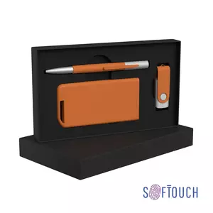 Набор ручка "Clas" + флеш-карта "Vostok" 16Гб + зарядное устройство "Theta" 4000 mAh в футляре, покрытие soft touch# - 3226925-10S/16Gb