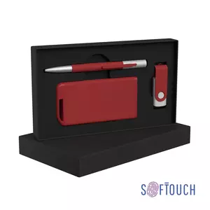 Набор ручка "Clas" + флеш-карта "Vostok" 16Гб + зарядное устройство "Theta" 4000 mAh в футляре, покрытие soft touch# - 3226925-4S/16Gb