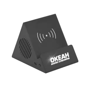 Bluetooth колонка-подставка "Rock" 3Вт с беспроводным зарядным устройством и подсветкой логотипа - 3229602-3