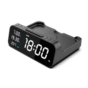 Настольные часы 6в1 с беспроводной зарядкой 10W, Orion, черный цвет - 110223510.010