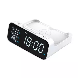 Настольные часы 6в1 с беспроводной зарядкой 10W, Orion, белый цвет - 110223510.100