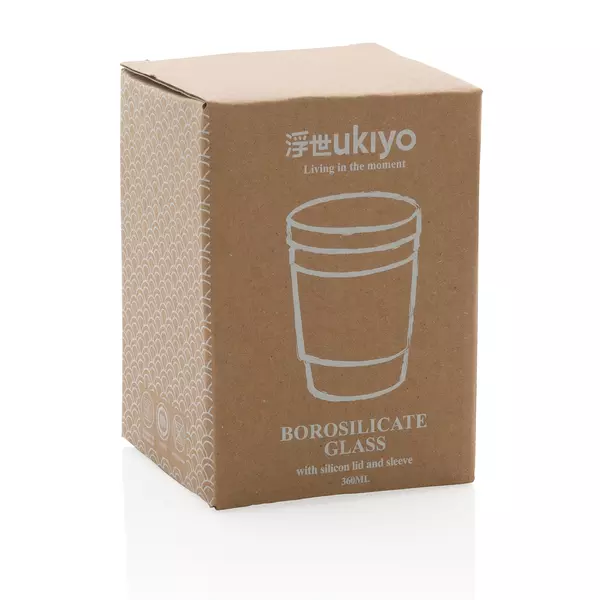 Стакан из боросиликатного стекла Ukiyo с силиконовой крышкой и держателем - 046P432.702