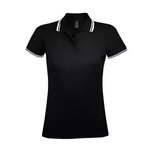 Поло "Pasadena Women" черный, белый__M - 690700578.935