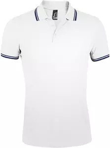 Рубашка поло мужская Pasadena Men 200 с контрастной отделкой, белая с синим - 0635851.64