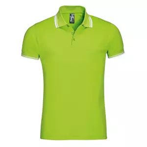 Рубашка поло мужская Pasadena Men 200 с контрастной отделкой, зеленый лайм с белым - 06300577794