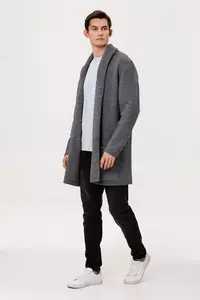 Кардиган мужской с пуговицами Free Flow, серый меланж - 06310995.10