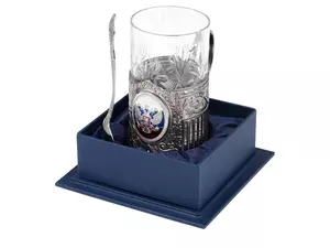 Подстаканник с хрустальным стаканом и ложкой «Российский» - 2125573