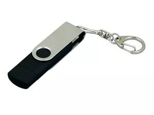 USB 2.0- флешка на 64 Гб с поворотным механизмом и дополнительным разъемом Micro USB - 2127030.64.07