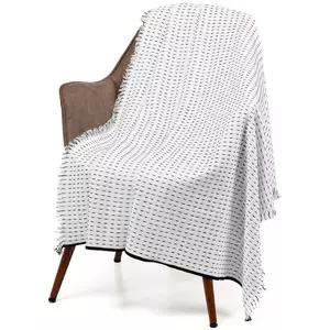 Плед Fringy, белый с черным черный,белый