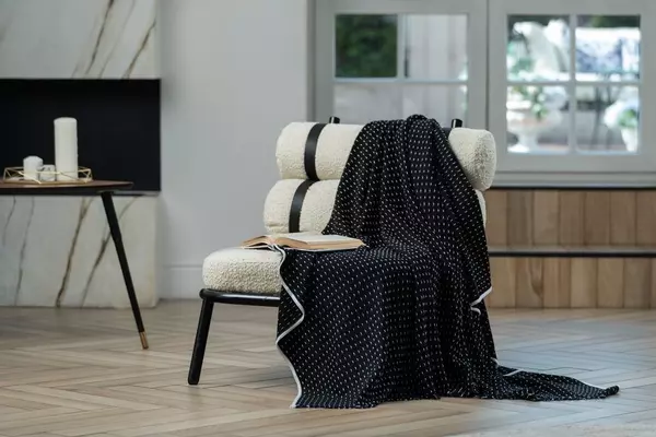 Плед Fringy, черный с белым - 06316742.36