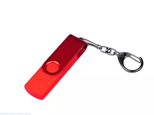 USB 2.0/micro USB/Type-С- флешка на 64 Гб 3-в-1 с поворотным механизмом - 2126597.64.01