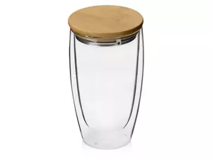 Стакан с двойными стенками и бамбуковой крышкой «Batur» - 212828142