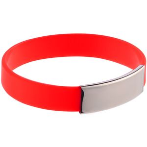 Силиконовый браслет Brisky с металлическим шильдом, красный - 06313746.50