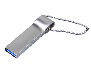 USB 2.0-флешка на 128 Гб с мини чипом и боковым отверстием для цепочки серебристый