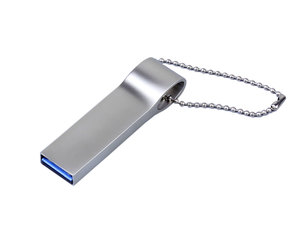 USB 3.0-флешка на 64 Гб с мини чипом и боковым отверстием для цепочки серебристый