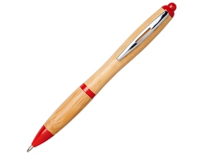 Ручка шариковая «Nash» из бамбука натуральный,красный