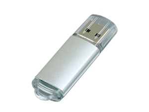 USB 2.0- флешка на 16 Гб с прозрачным колпачком серебристый