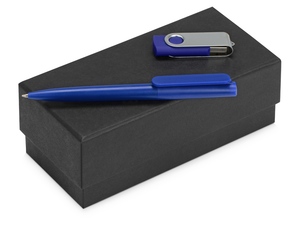 Подарочный набор Qumbo с ручкой и флешкой синий