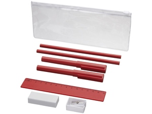 Набор «Mindy»: ручки шариковые, карандаши, линейка, точилка, ластик красный
