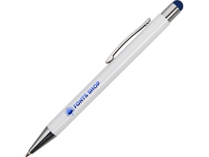 Ручка металлическая шариковая «Flowery» со стилусом белый,синий