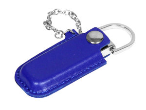 USB 2.0- флешка на 8 Гб в массивном корпусе с кожаным чехлом серебристый,синий