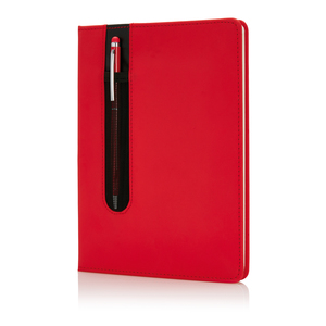 Блокнот для записей Deluxe формата A5 и ручка-стилус красный