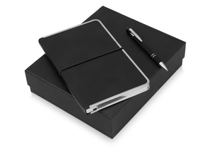 Подарочный набор «Silver Sway» с ручкой и блокнотом А5 черный,серебристый