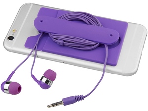Набор: наушники, бумажник для телефона пурпурный